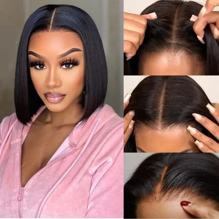 Bogo Sale | 6x5 Lace Highlight Color Body Wave 18" 6-Inches Deep Lace Natural Color Straight Bob 12"