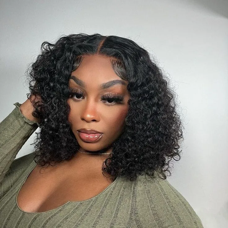 Bogo Sale | Straight 18inches Deep Curly Bob-Natural Black-6x5 Lace