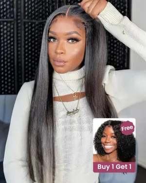 Bogo Sale | Straight 18inches Deep Curly Bob-Natural Black-6x5 Lace