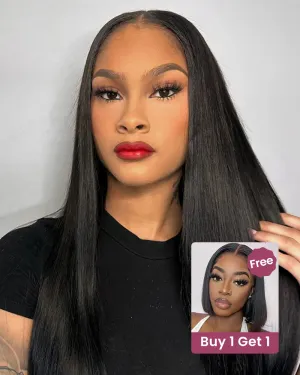 Bogo Sale | Straight 18inches Straight Bob 12inches-Natural Black-6x5 Lace