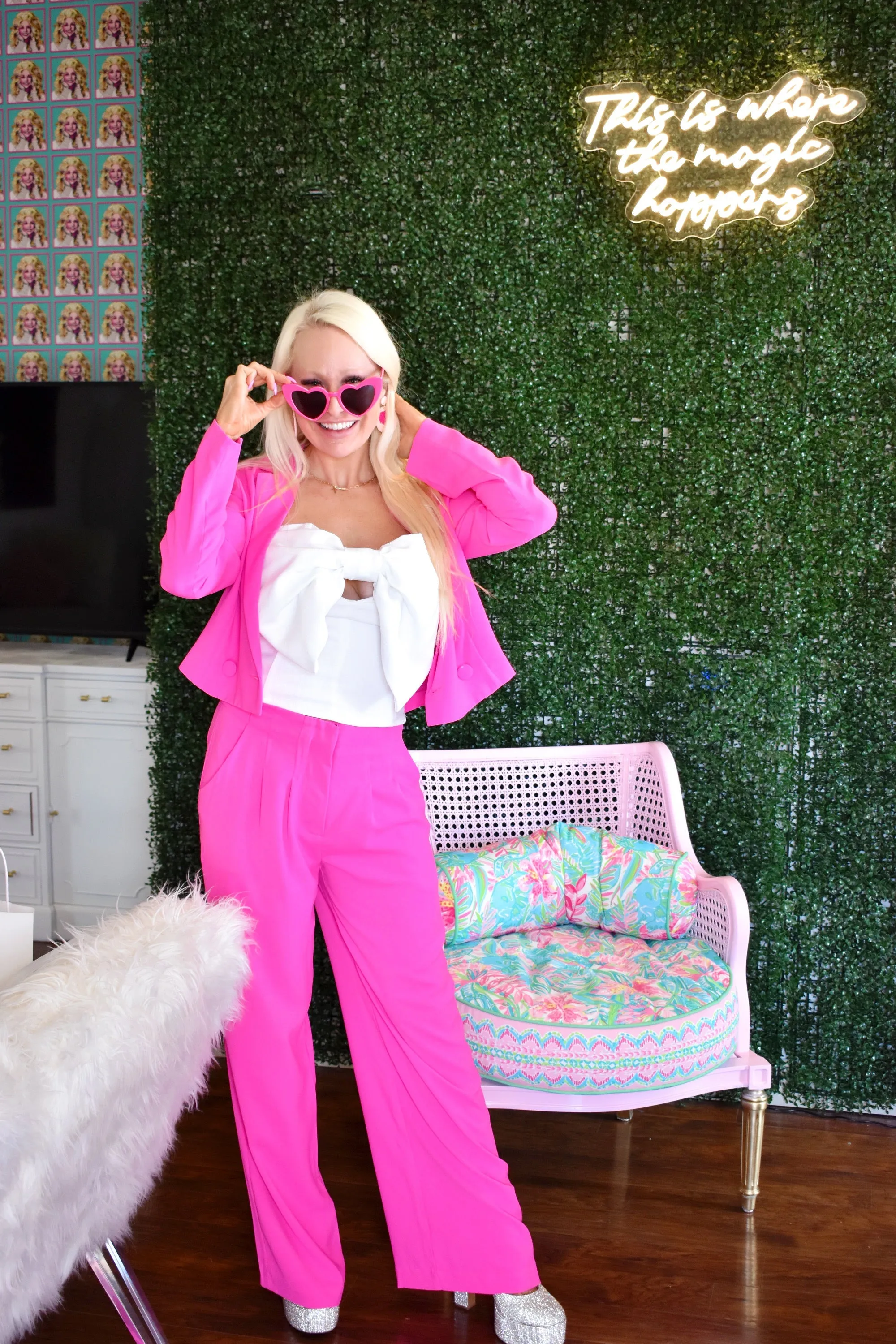 Boss Barbie Crop Blazer & Wide Leg Pants Set