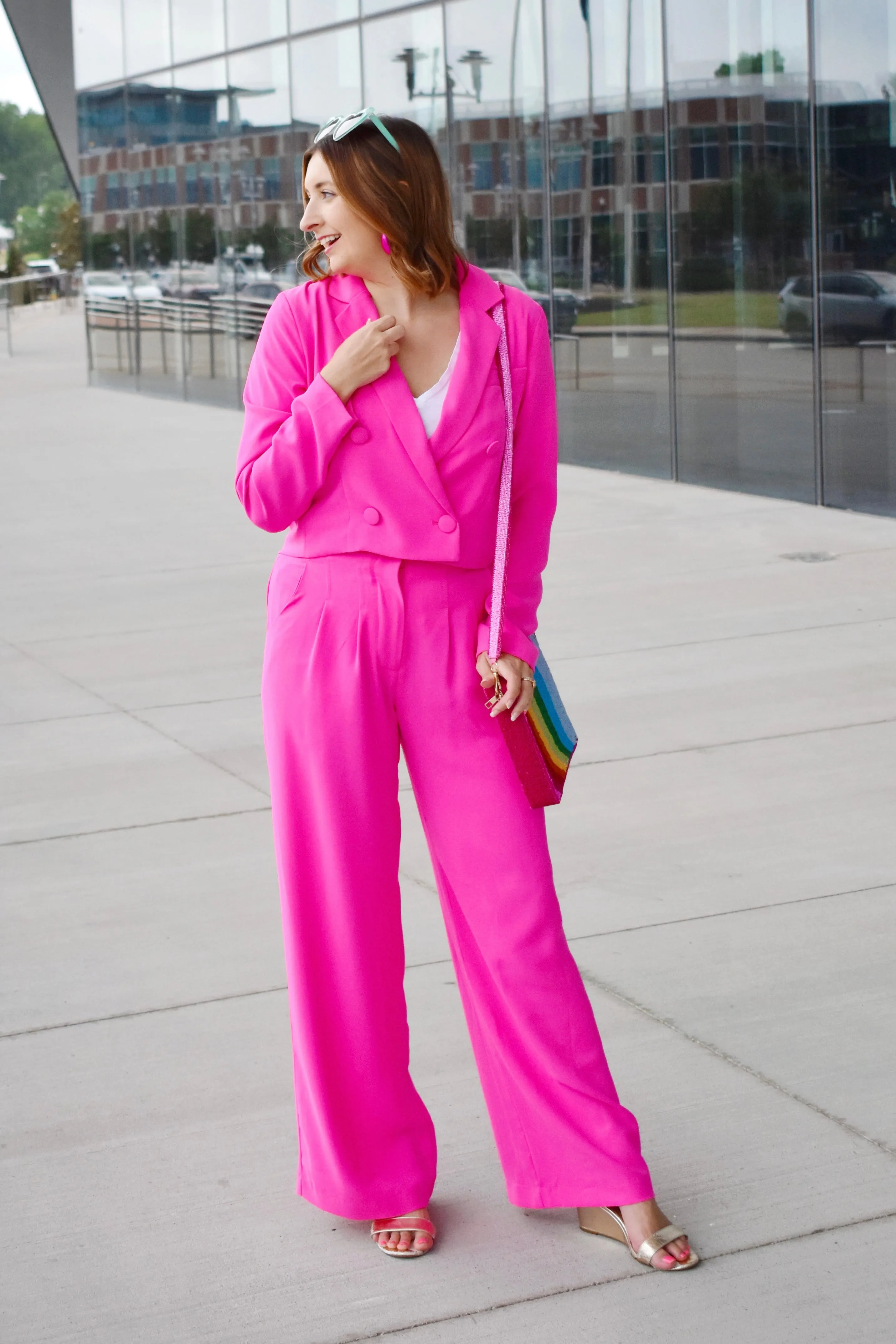 Boss Barbie Crop Blazer & Wide Leg Pants Set