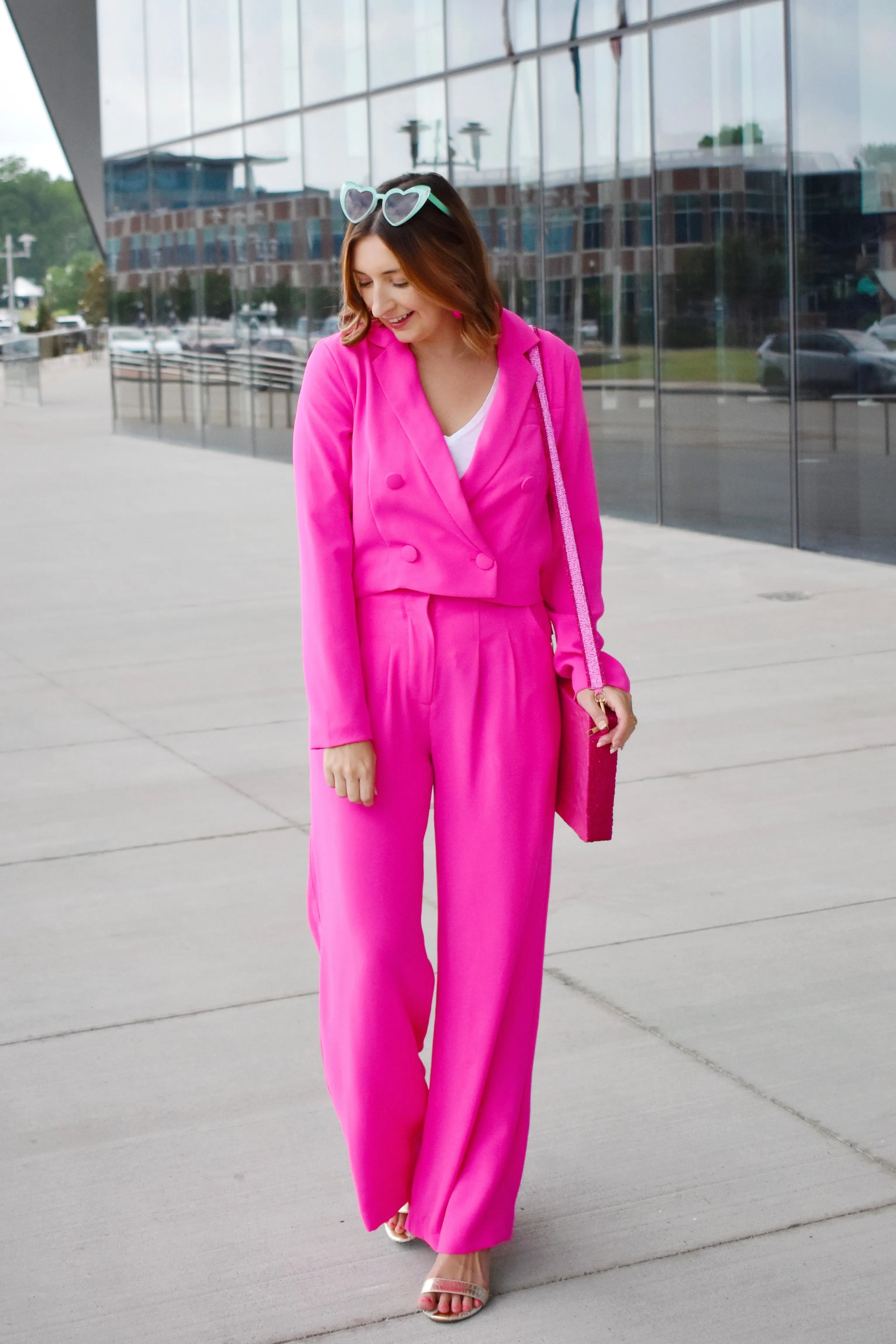 Boss Barbie Crop Blazer & Wide Leg Pants Set