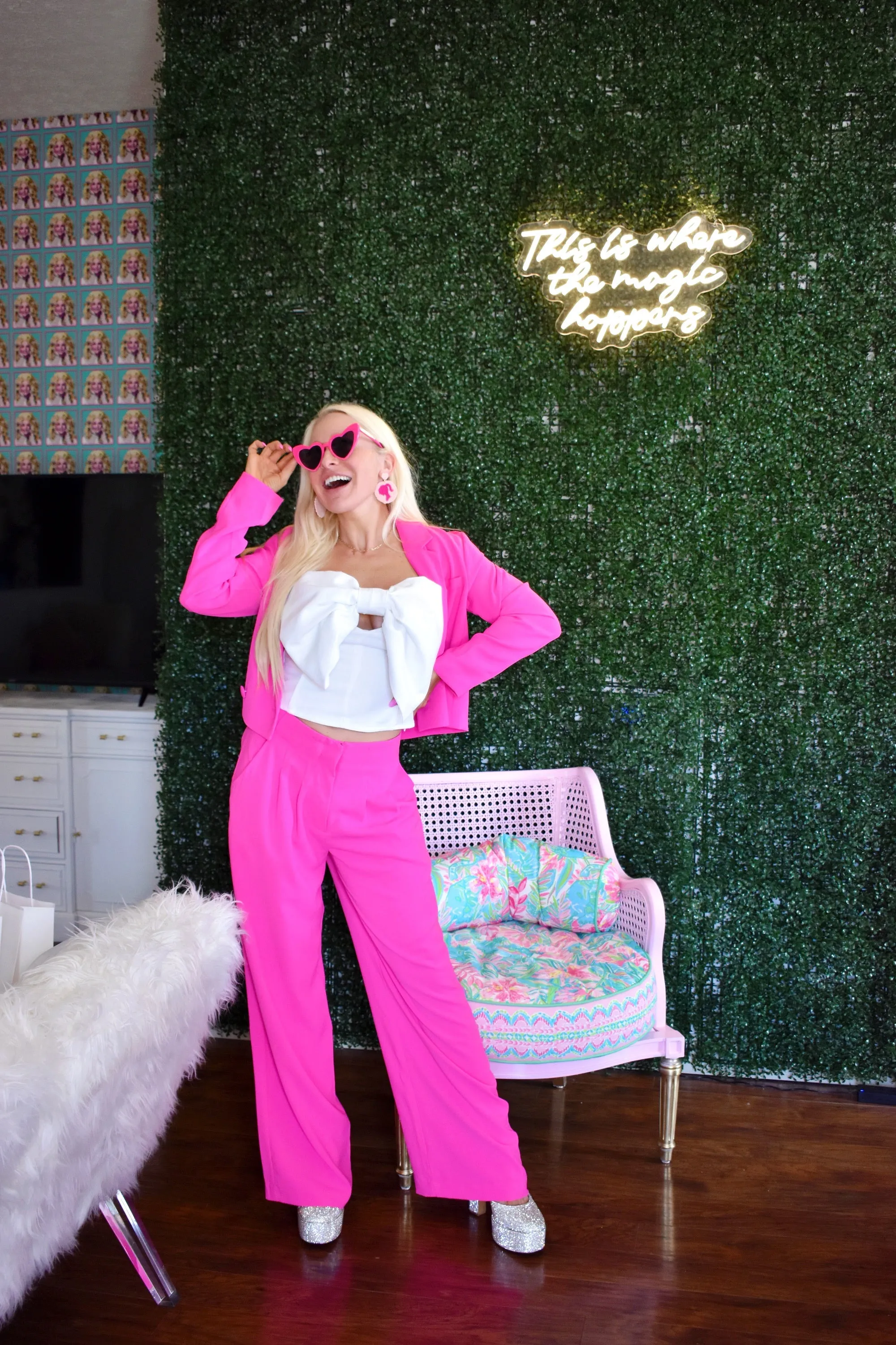 Boss Barbie Crop Blazer & Wide Leg Pants Set