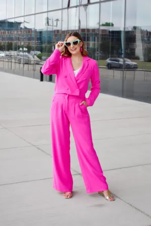 Boss Barbie Crop Blazer & Wide Leg Pants Set