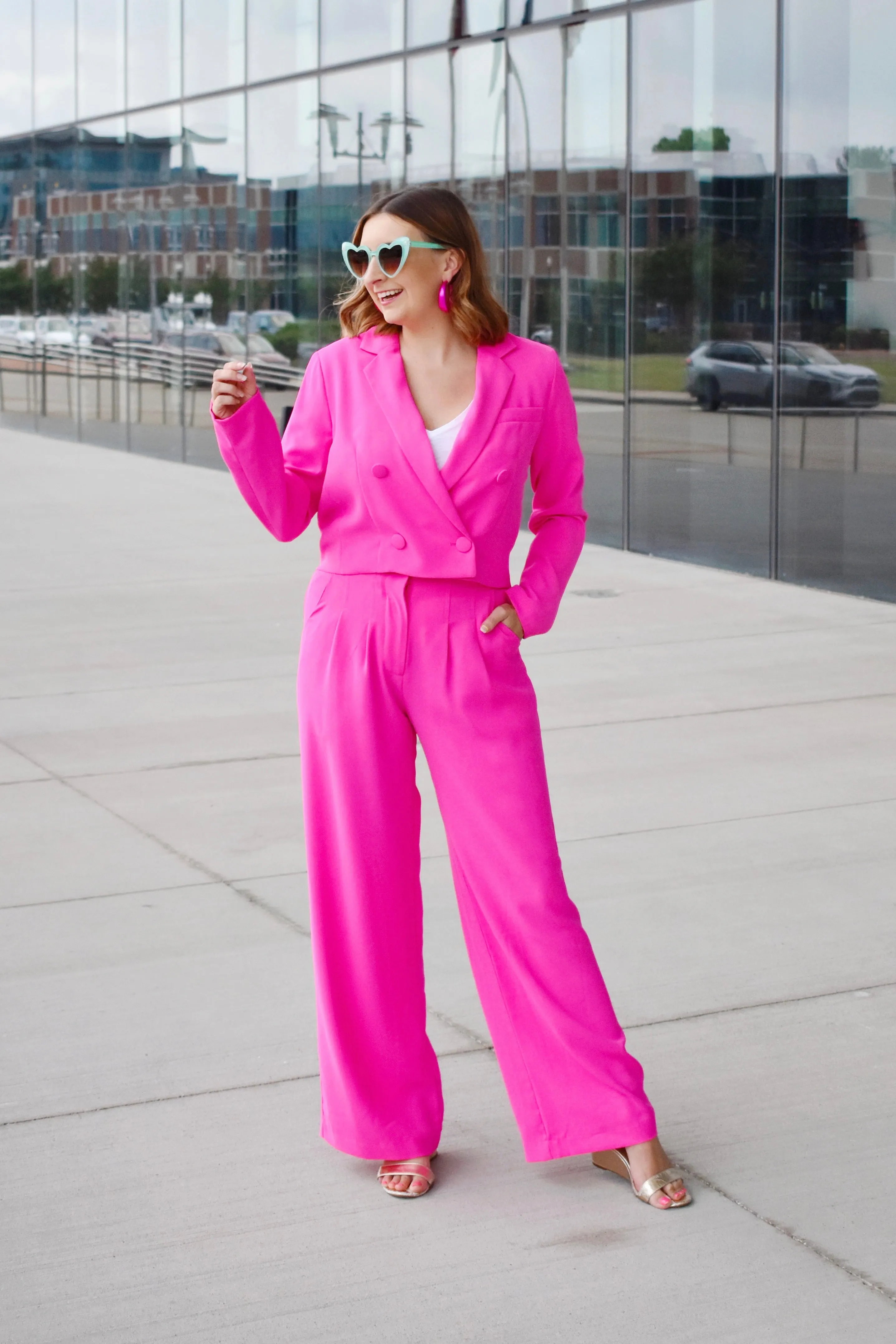 Boss Barbie Crop Blazer & Wide Leg Pants Set
