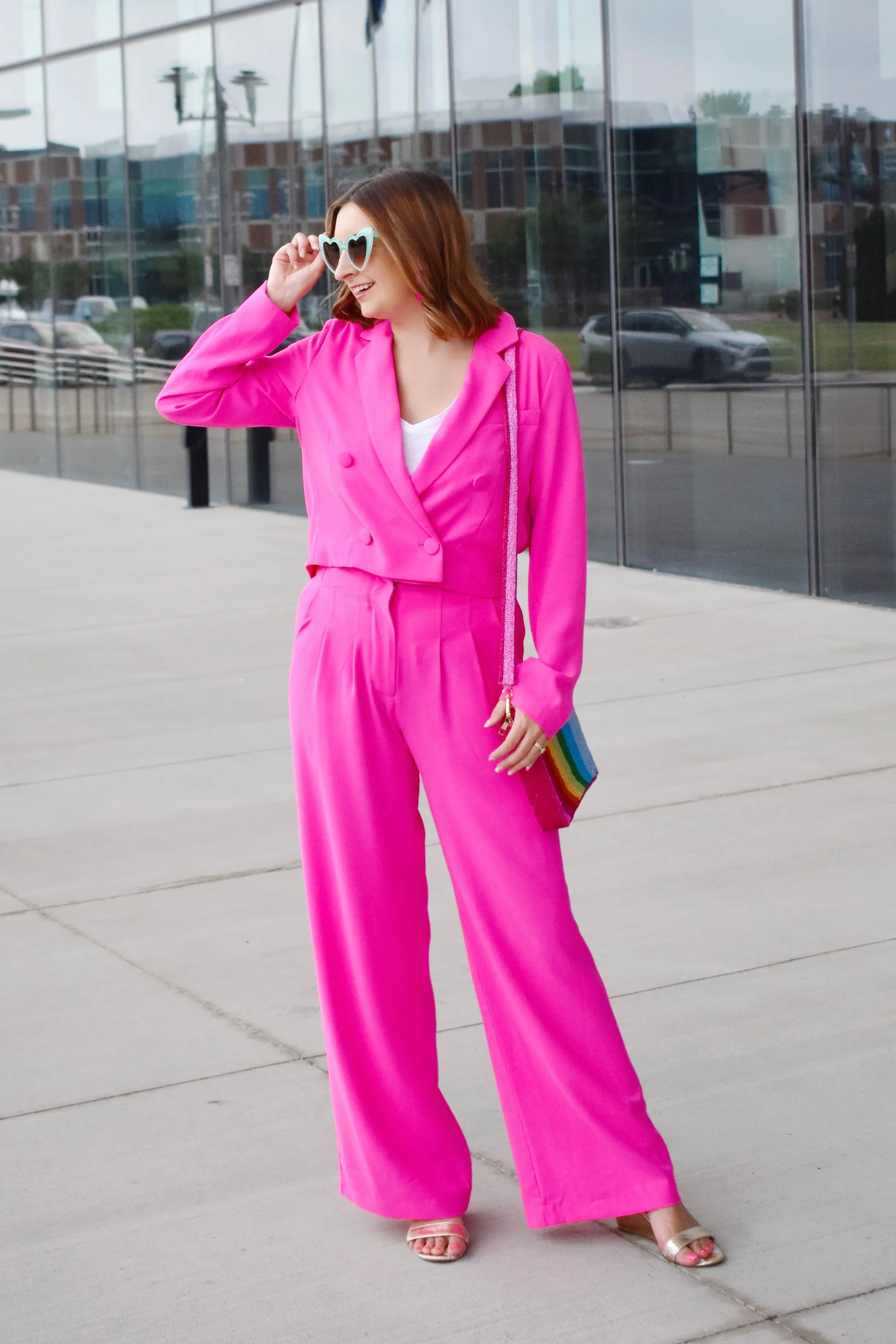 Boss Barbie Crop Blazer & Wide Leg Pants Set