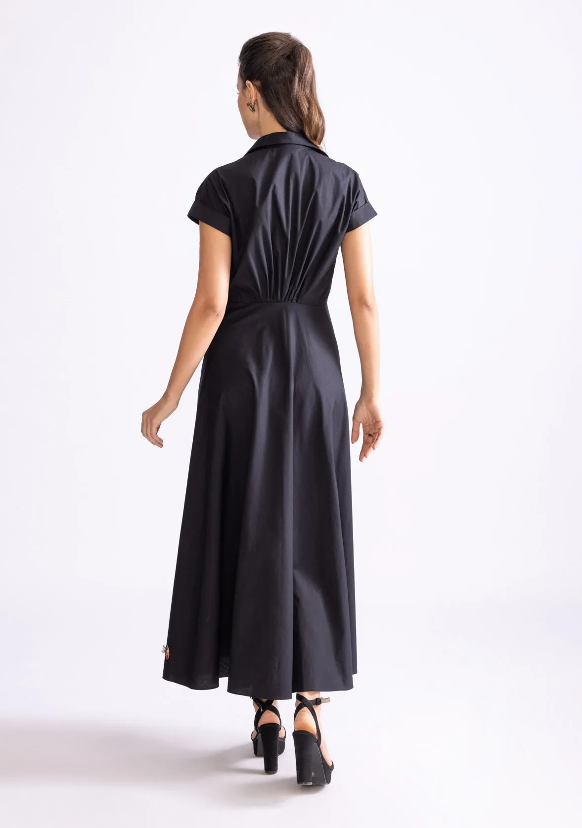 Bow collared shirt dress
