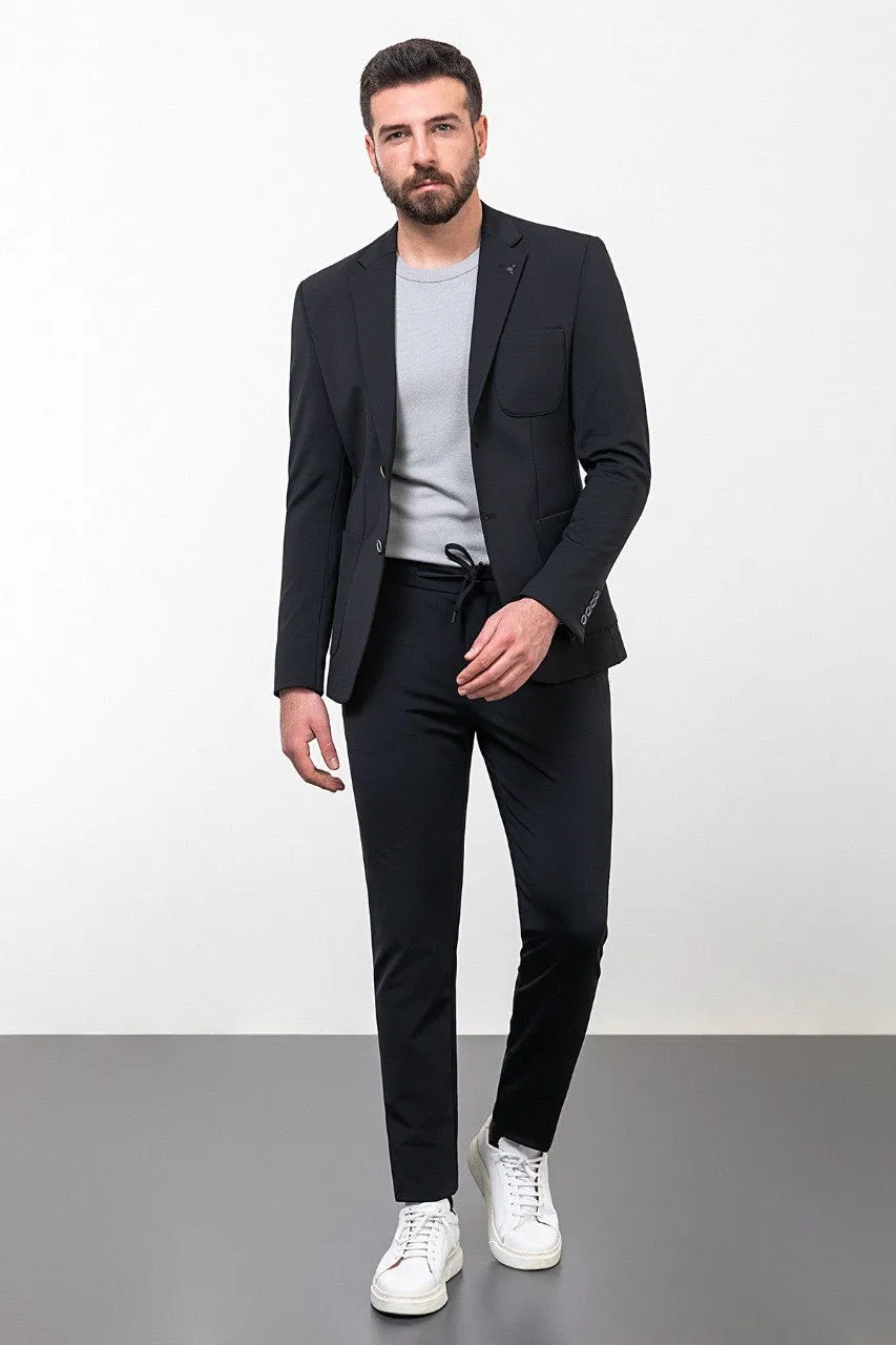 Brabion Rocco Black Slim Fit Notch Lapel Suit