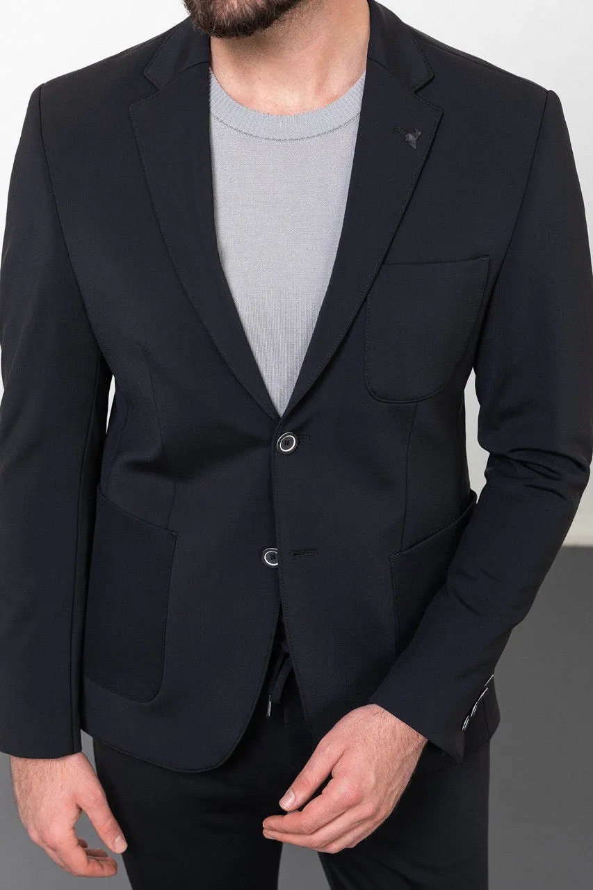 Brabion Rocco Black Slim Fit Notch Lapel Suit