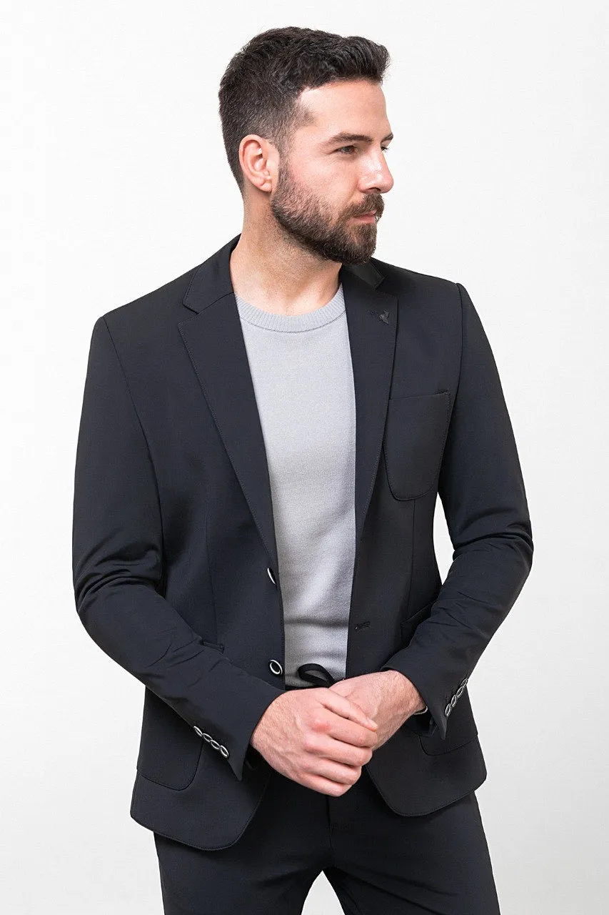 Brabion Rocco Black Slim Fit Notch Lapel Suit