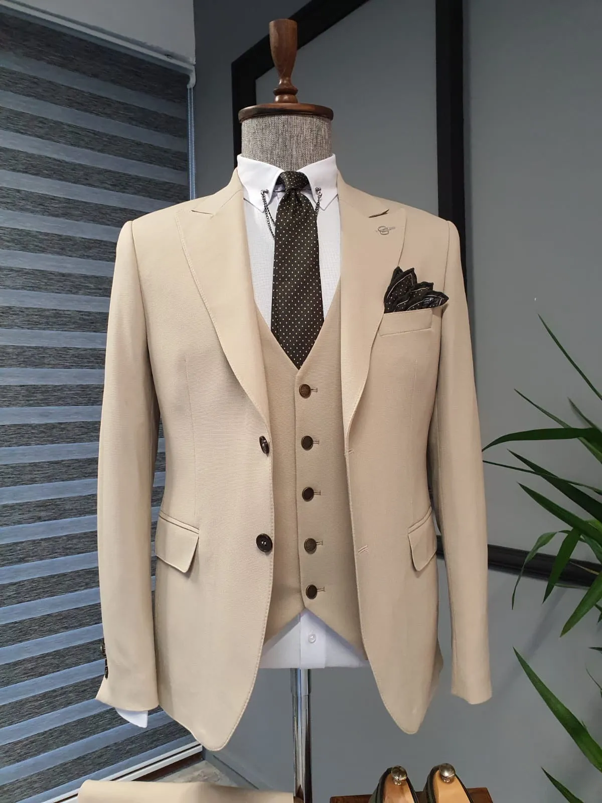 Bristol Beige Slim Fit Cotton Suit - Versatile Elegance for Every Occasion
