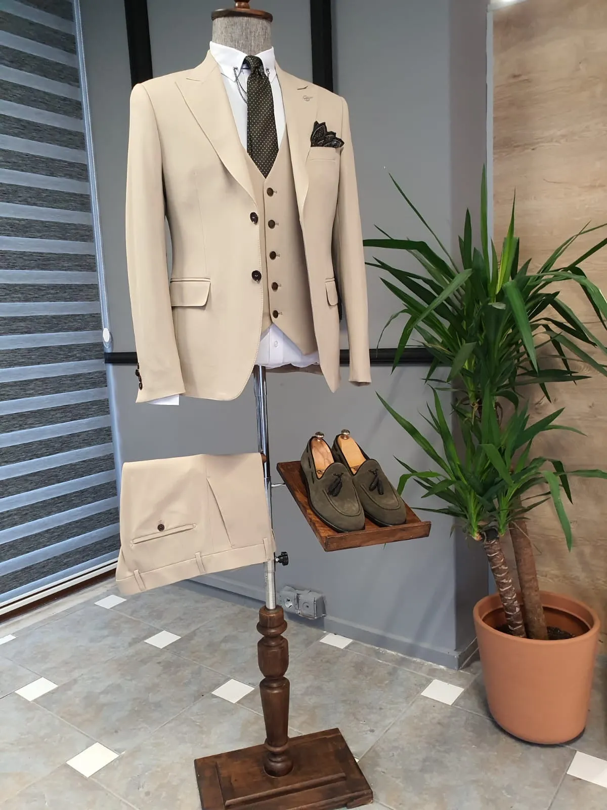 Bristol Beige Slim Fit Cotton Suit - Versatile Elegance for Every Occasion