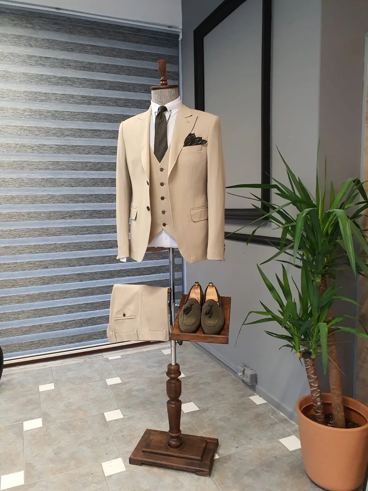 Bristol Beige Slim Fit Cotton Suit - Versatile Elegance for Every Occasion