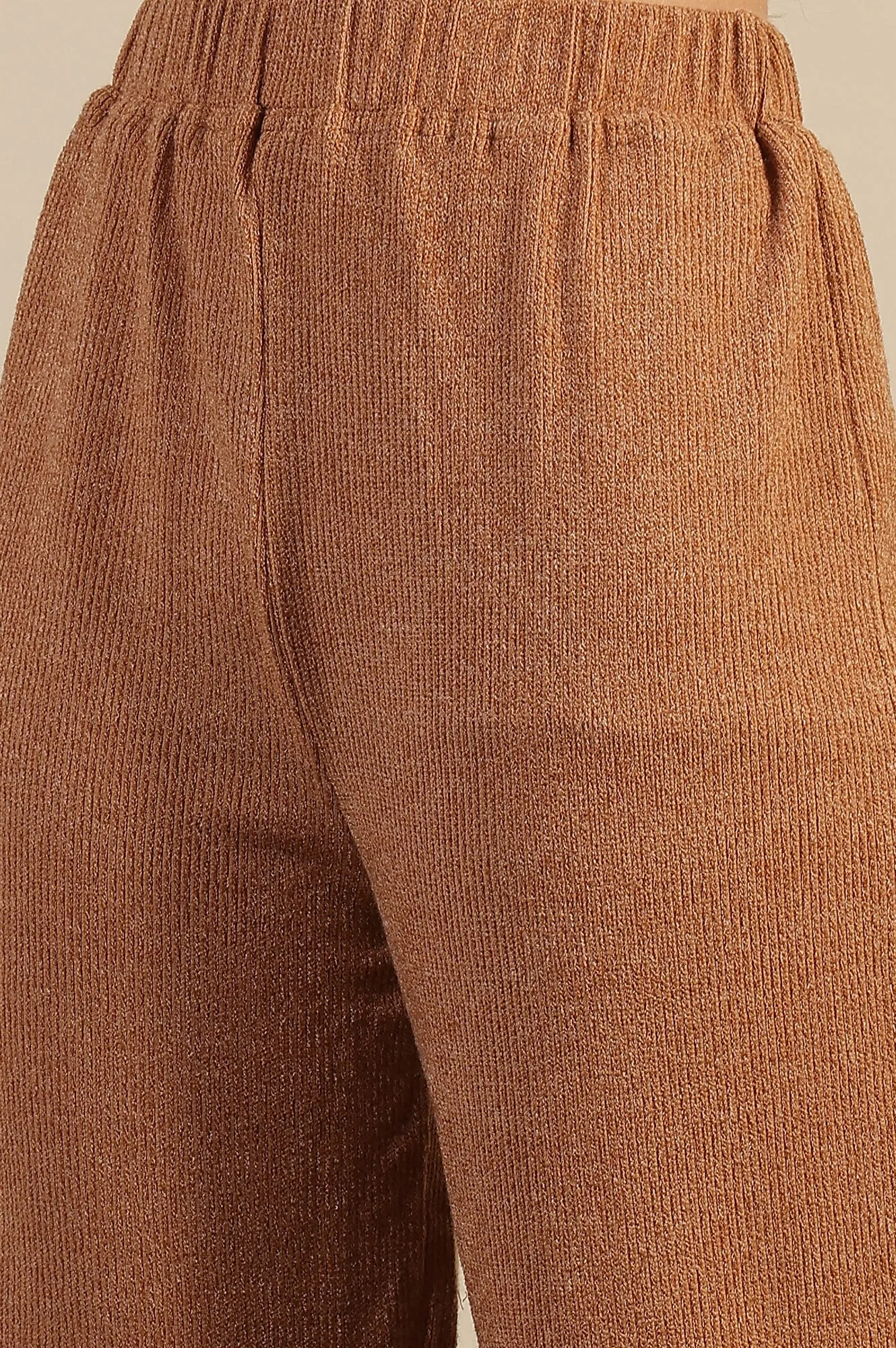 Brown Yarn Dyed Sequins Straight Kurta & Pant Set