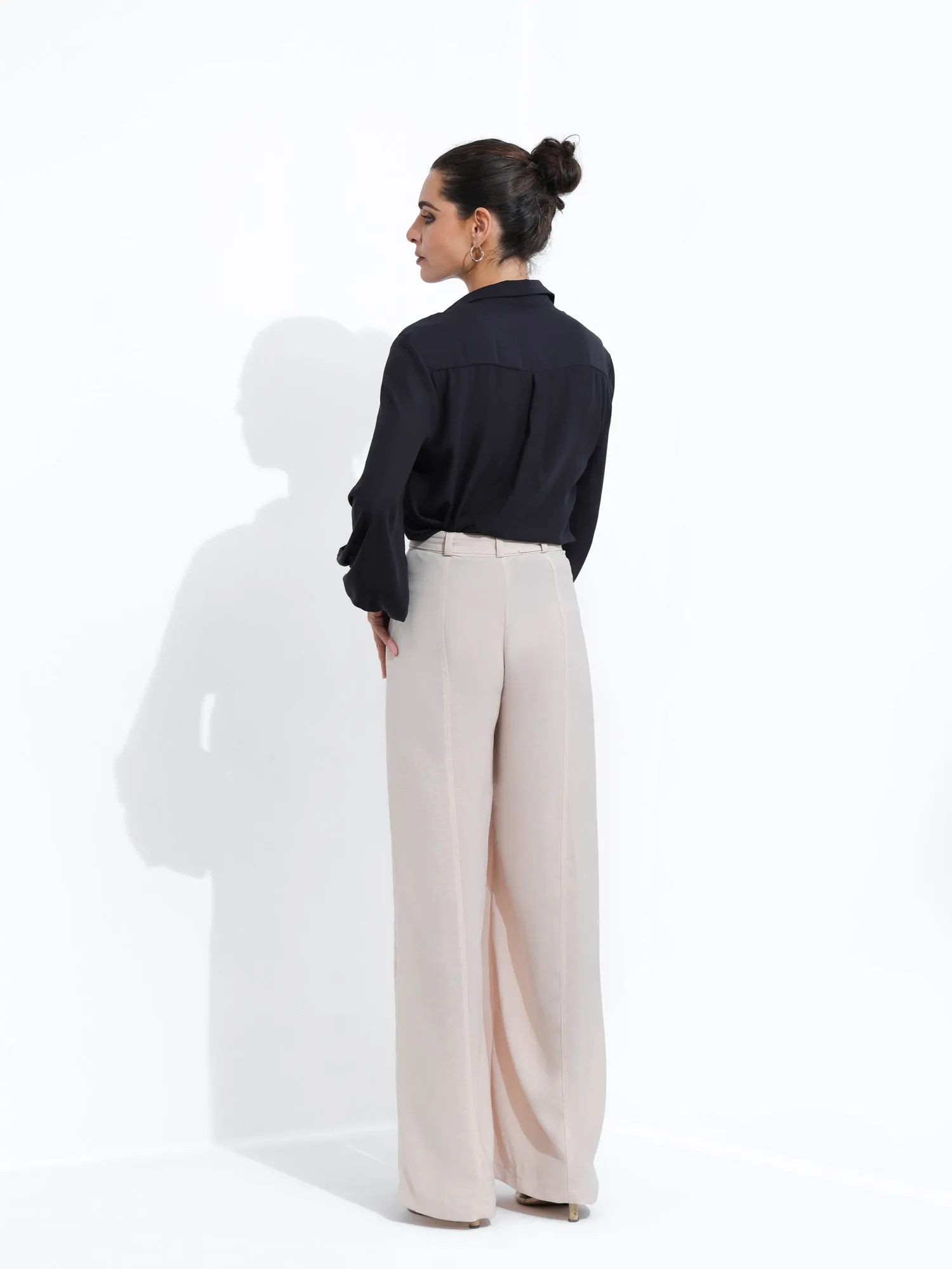 Button Down Balloon Sleeved  Top
