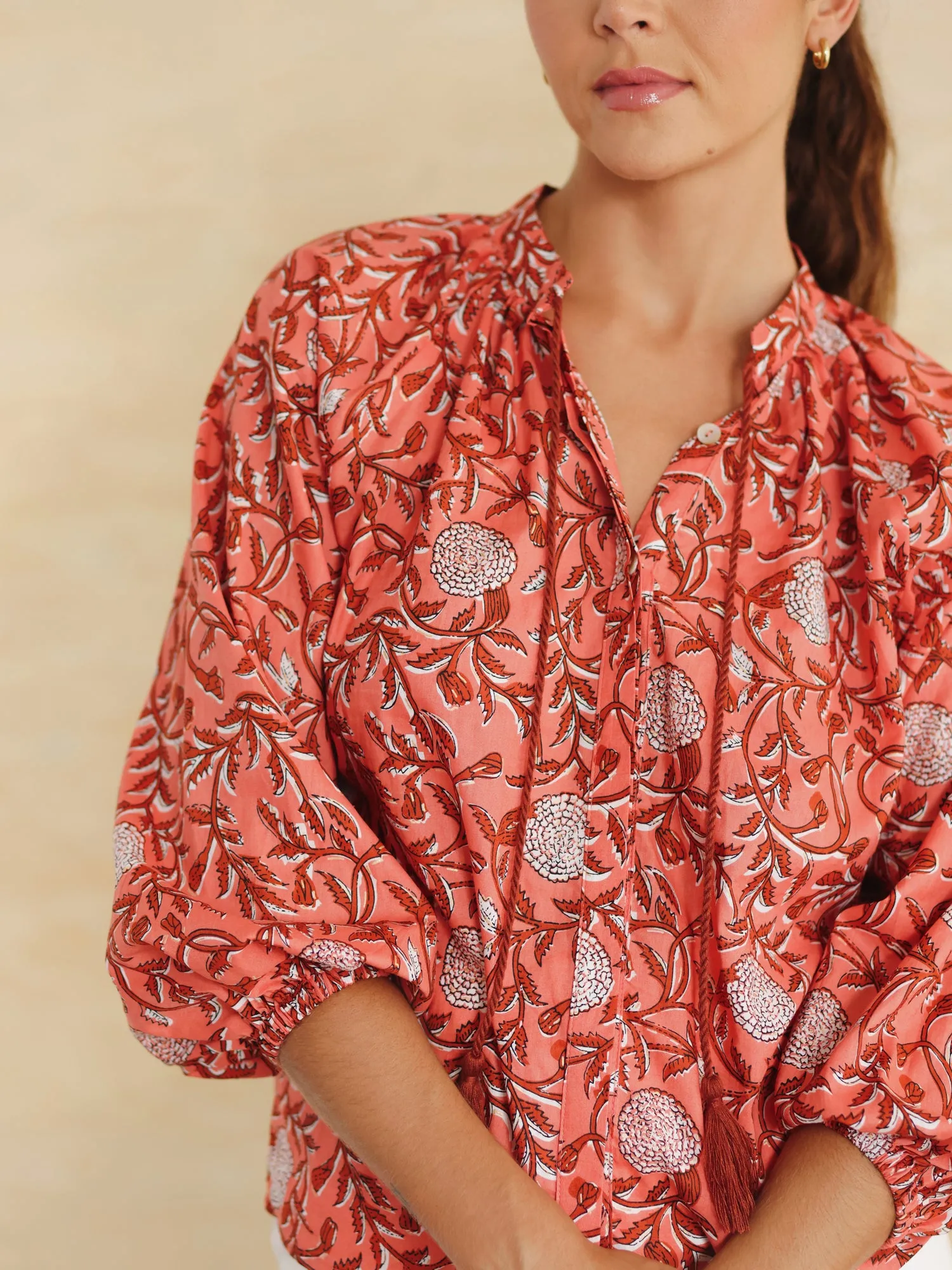 Button Down Baloon Sleeve Shirt