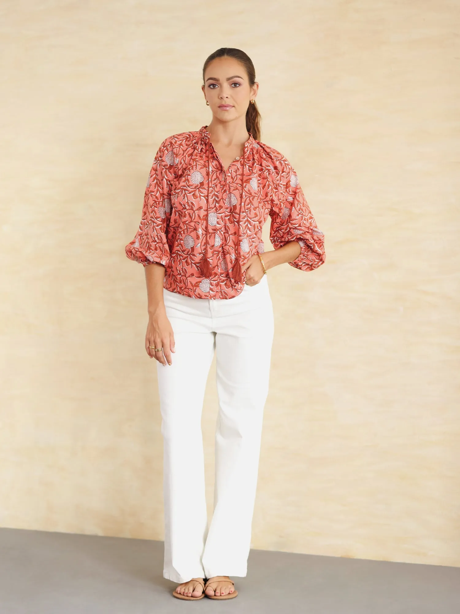 Button Down Baloon Sleeve Shirt