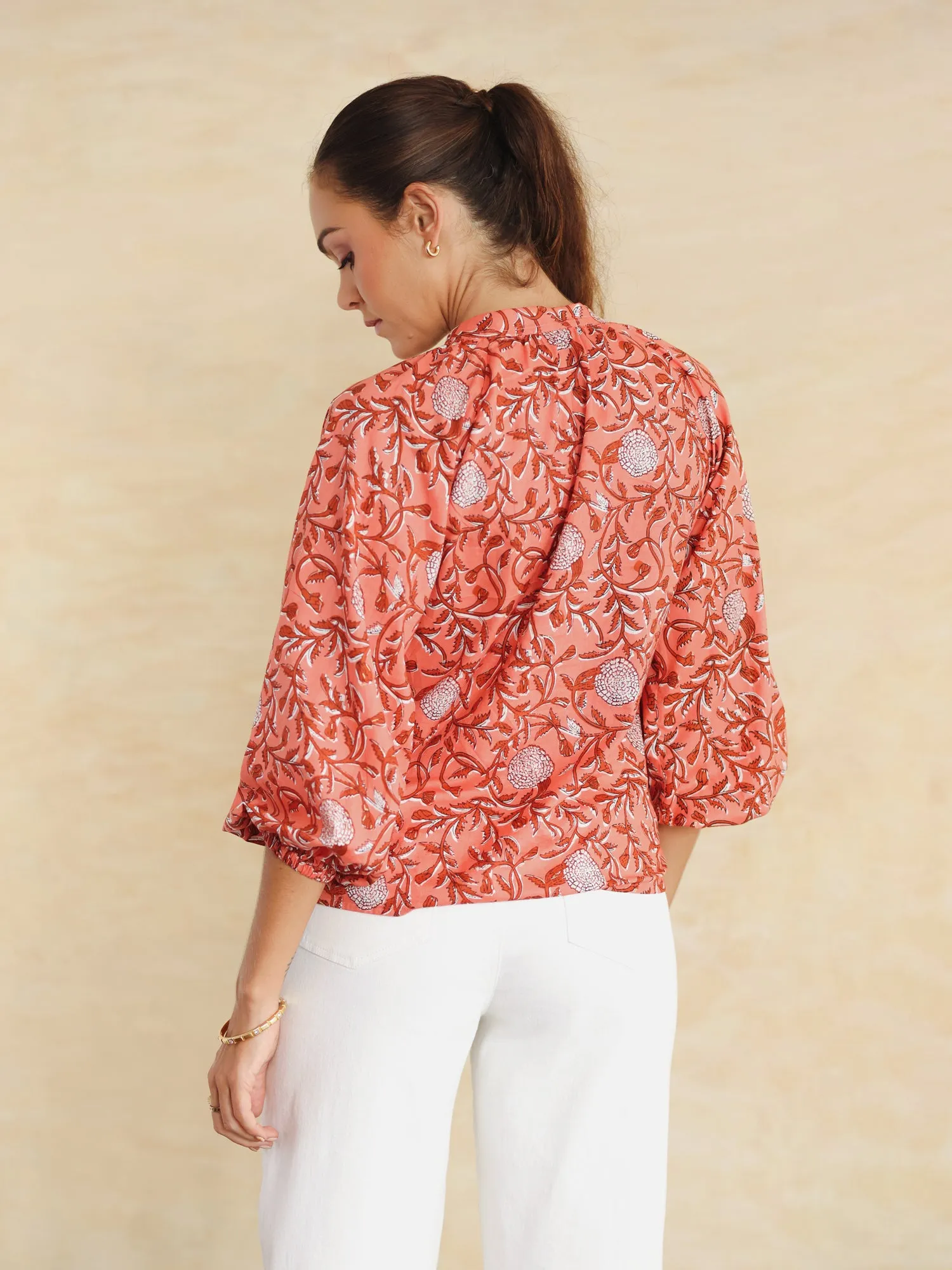 Button Down Baloon Sleeve Shirt