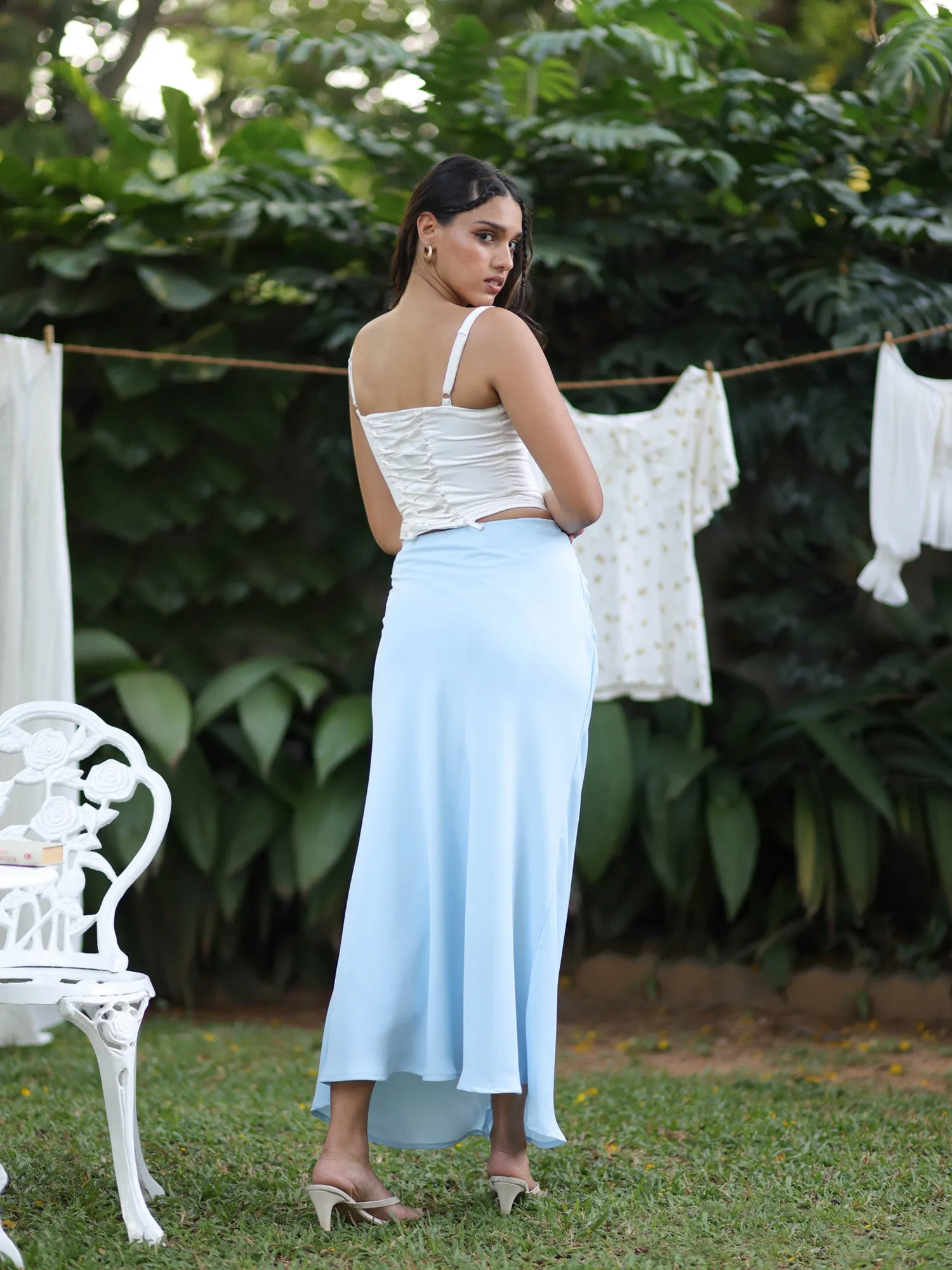 Button Down Corset Detailed  Back Tieup Top