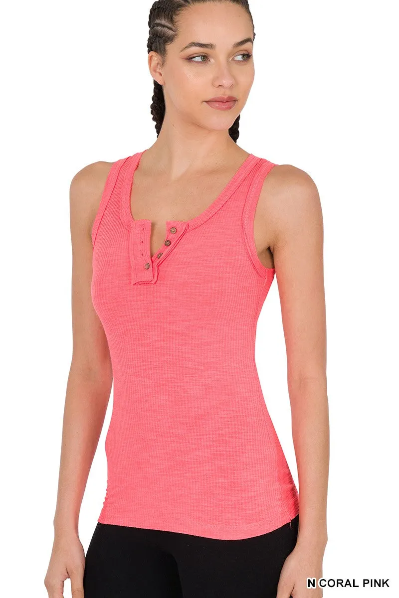 Button Down Ribbed Tank