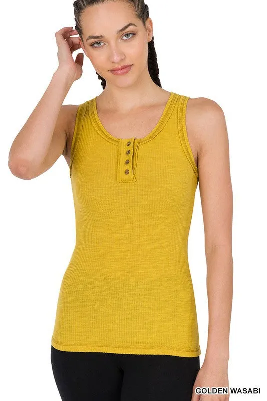 Button Down Ribbed Tank