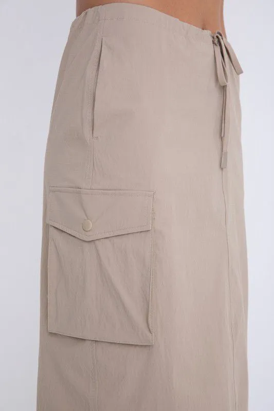 Cargo Midi Skirt in Khaki