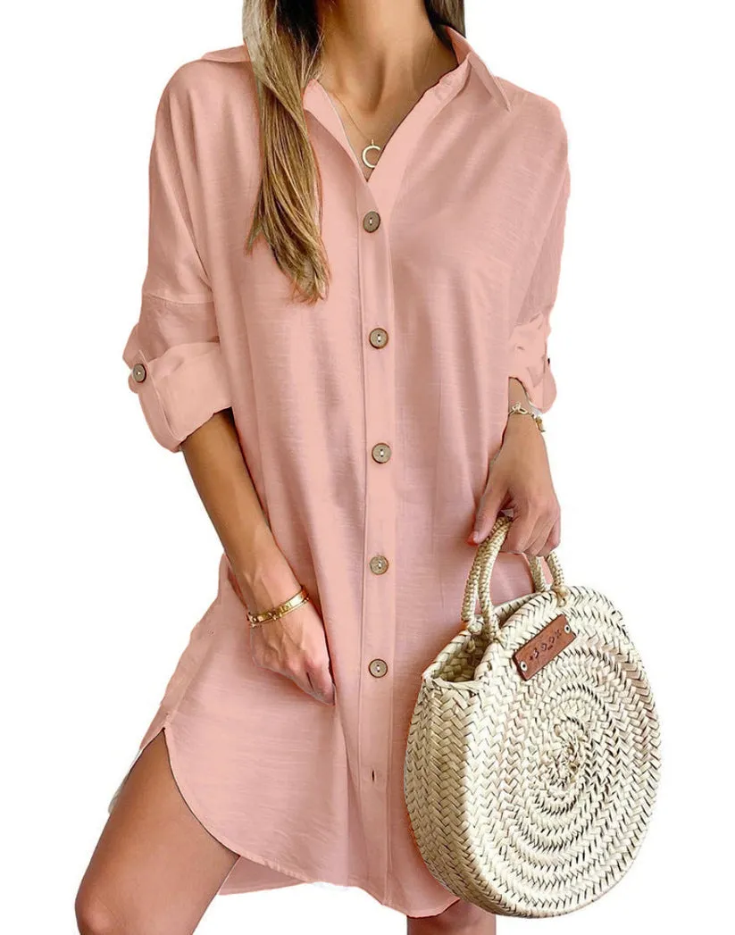 CASSY™ - Chic Button-Up Shirt Dress for Effortless Style