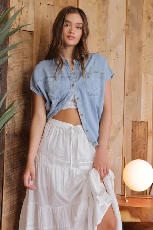 Chambray Button Down Top