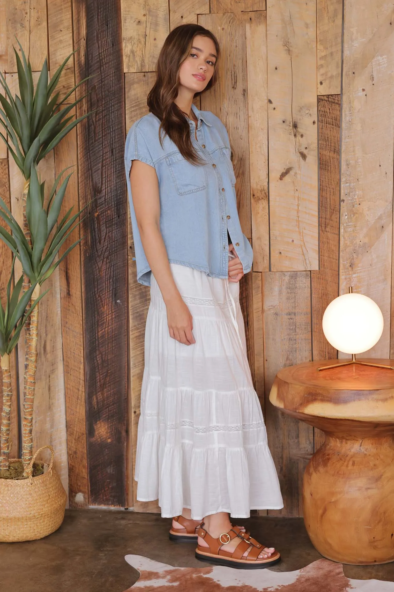 Chambray Button Down Top