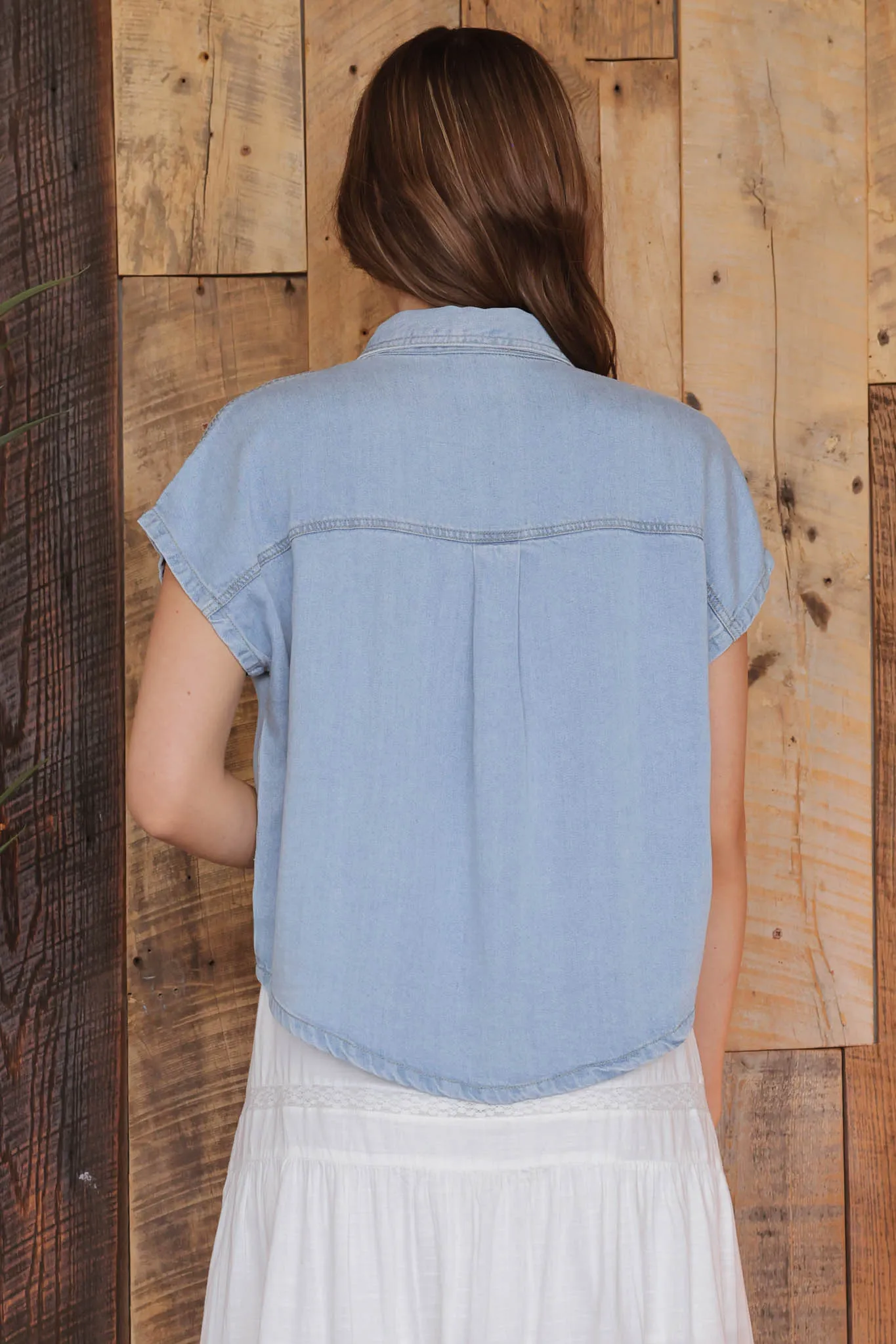 Chambray Button Down Top