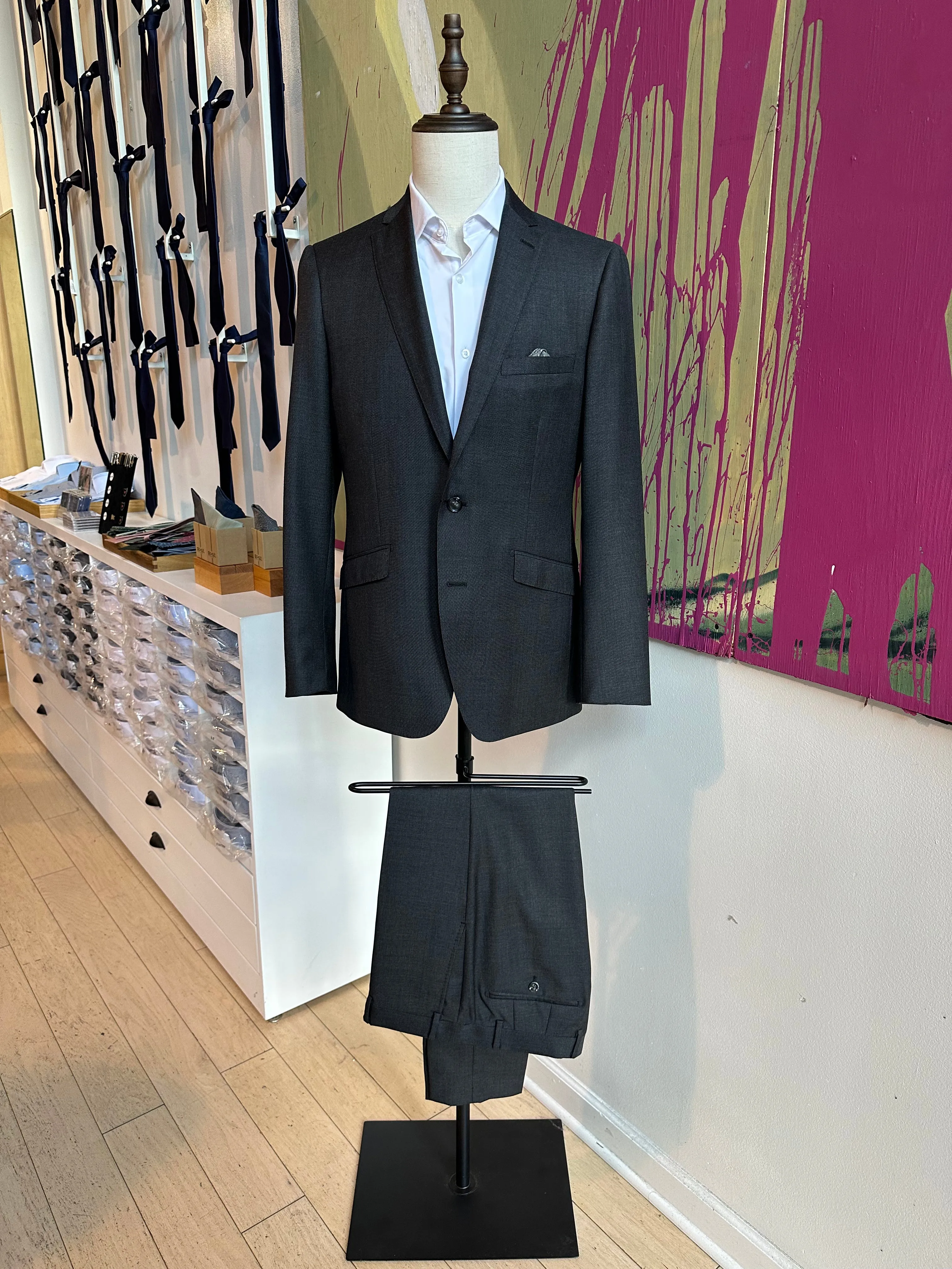 Charcoal Glenplaid Premium Italian Suit Pants