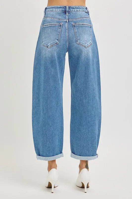Charlotte Crop Barrel Jeans - Medium Wash