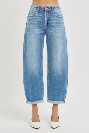 Charlotte Crop Barrel Jeans - Medium Wash