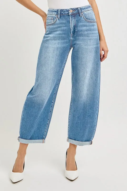 Charlotte Crop Barrel Jeans - Medium Wash