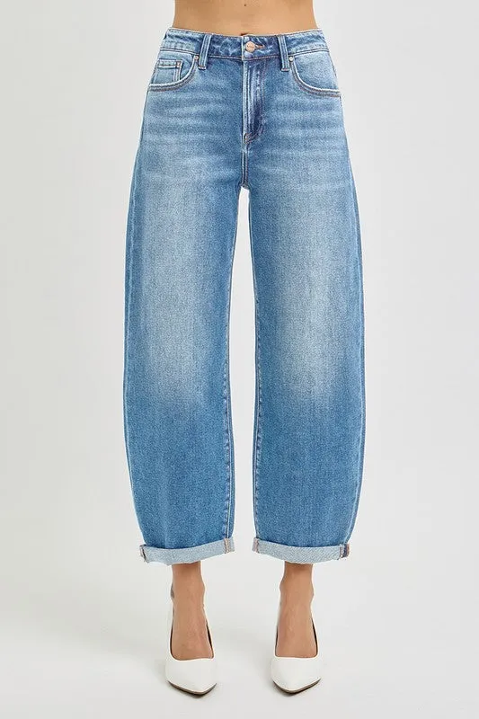 Charlotte Crop Barrel Jeans - Medium Wash