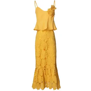 Charlotte Spaghetti Strap Appliques Backless Short Top   Long Skirt High Street 2-piece set