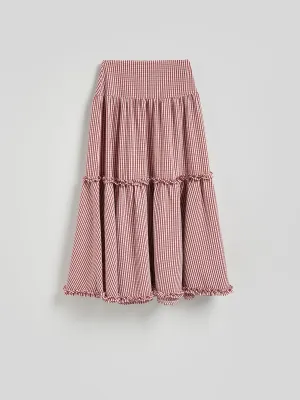 Check midi skirt