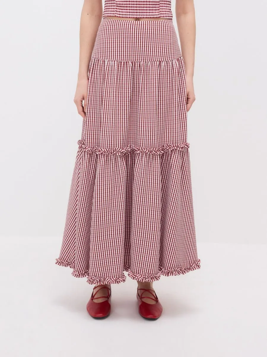 Check midi skirt