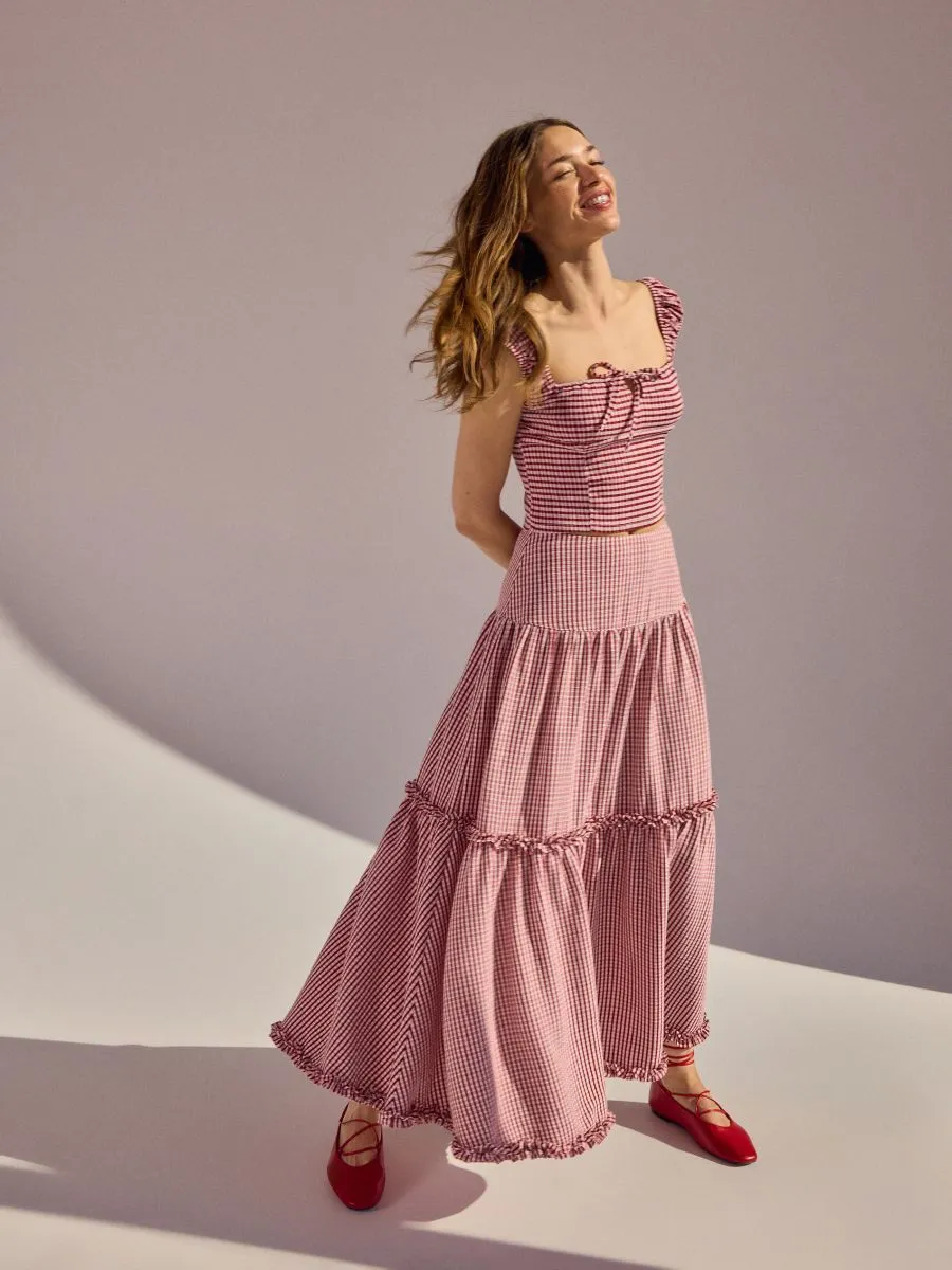 Check midi skirt