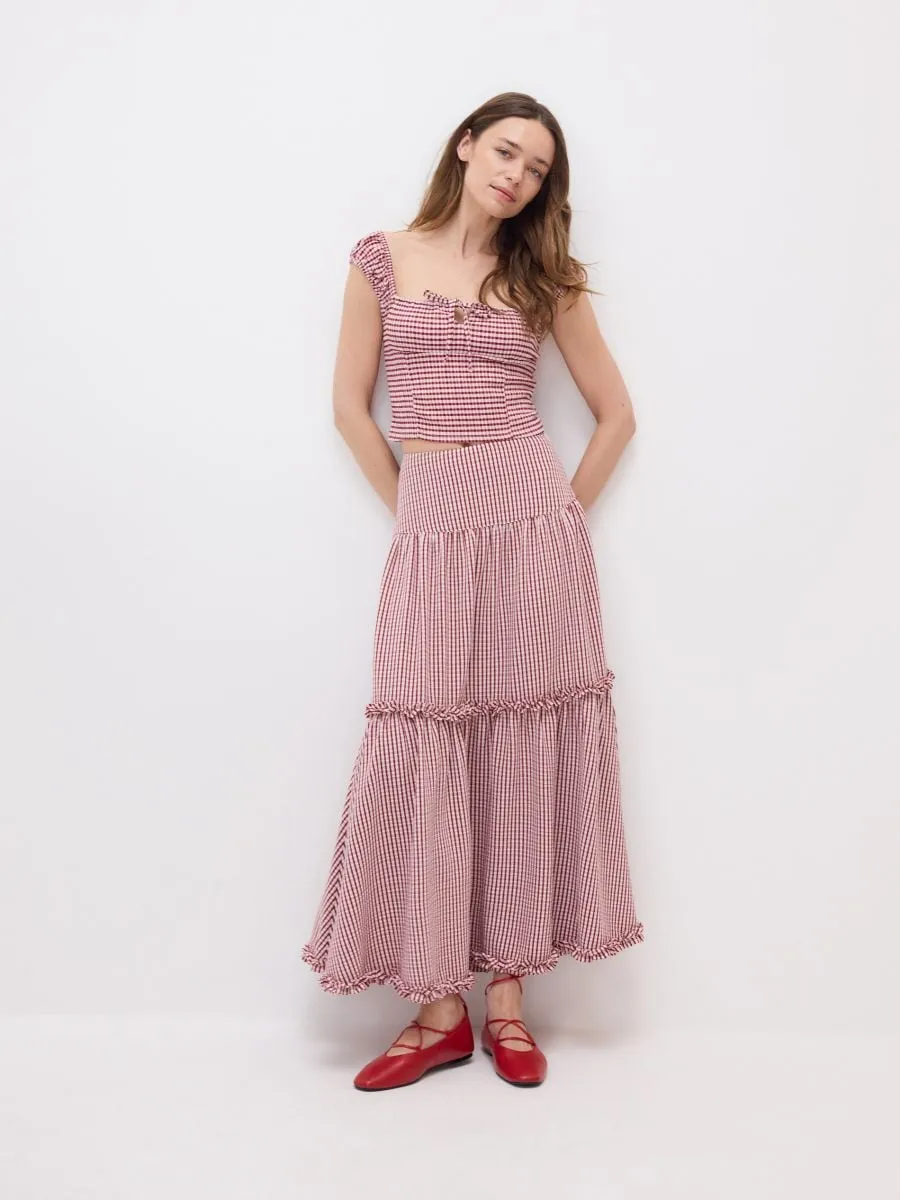 Check midi skirt