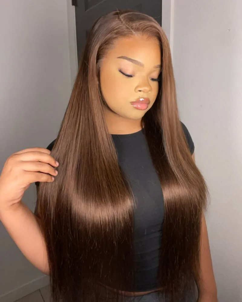 Chestnut Dark Brown Body Wave 6x5/13x4 Lace Front Glueless Human Hair Wig Free Part