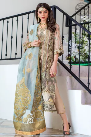Chiffon Festive Party Outfit in Beige Color #Y6125