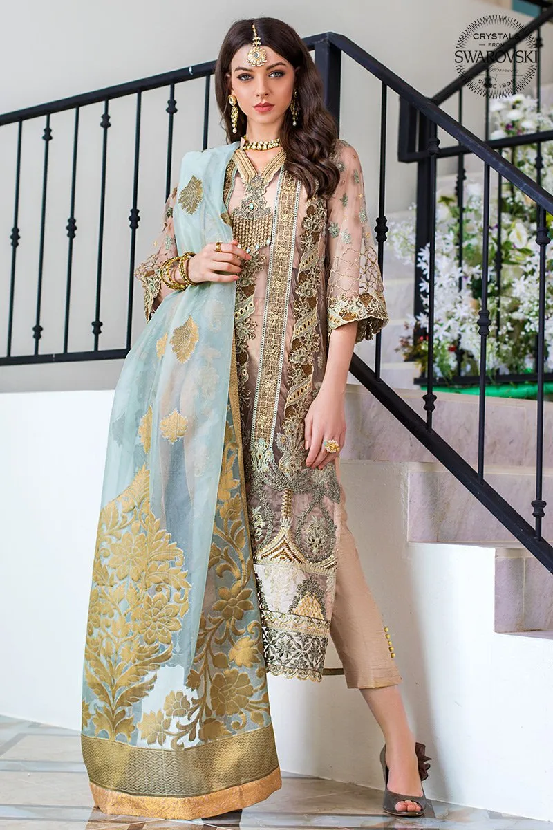 Chiffon Festive Party Outfit in Beige Color #Y6125