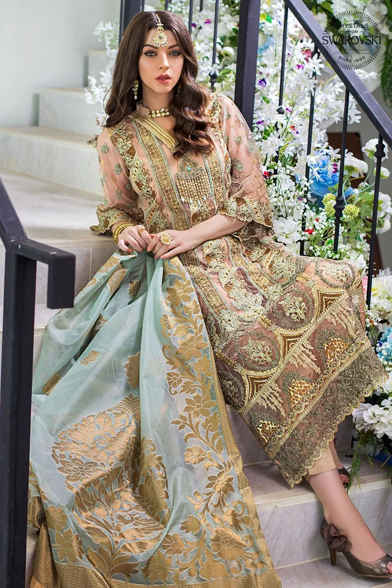 Chiffon Festive Party Outfit in Beige Color #Y6125