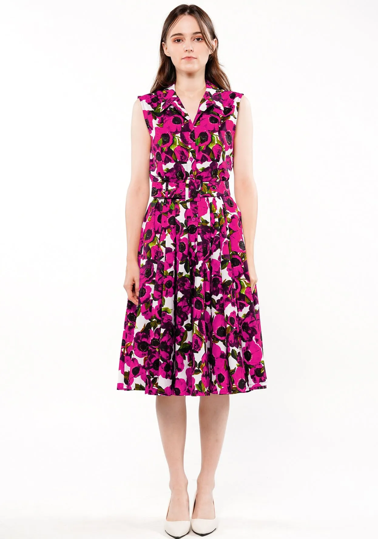 Claire Dress Shirt Collar Sleeveless Cotton Stretch (Anemone Fokker Small White)