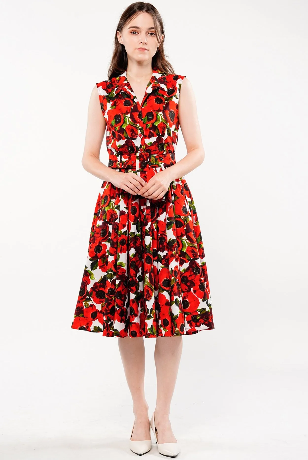 Claire Dress Shirt Collar Sleeveless Cotton Stretch (Anemone Fokker Small White)