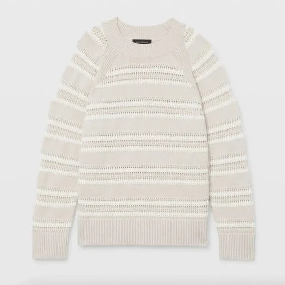 Club Monaco Striped Raglan Wool Knit Crewneck Sweater Size Small