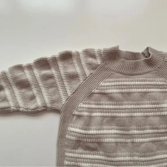 Club Monaco Striped Raglan Wool Knit Crewneck Sweater Size Small