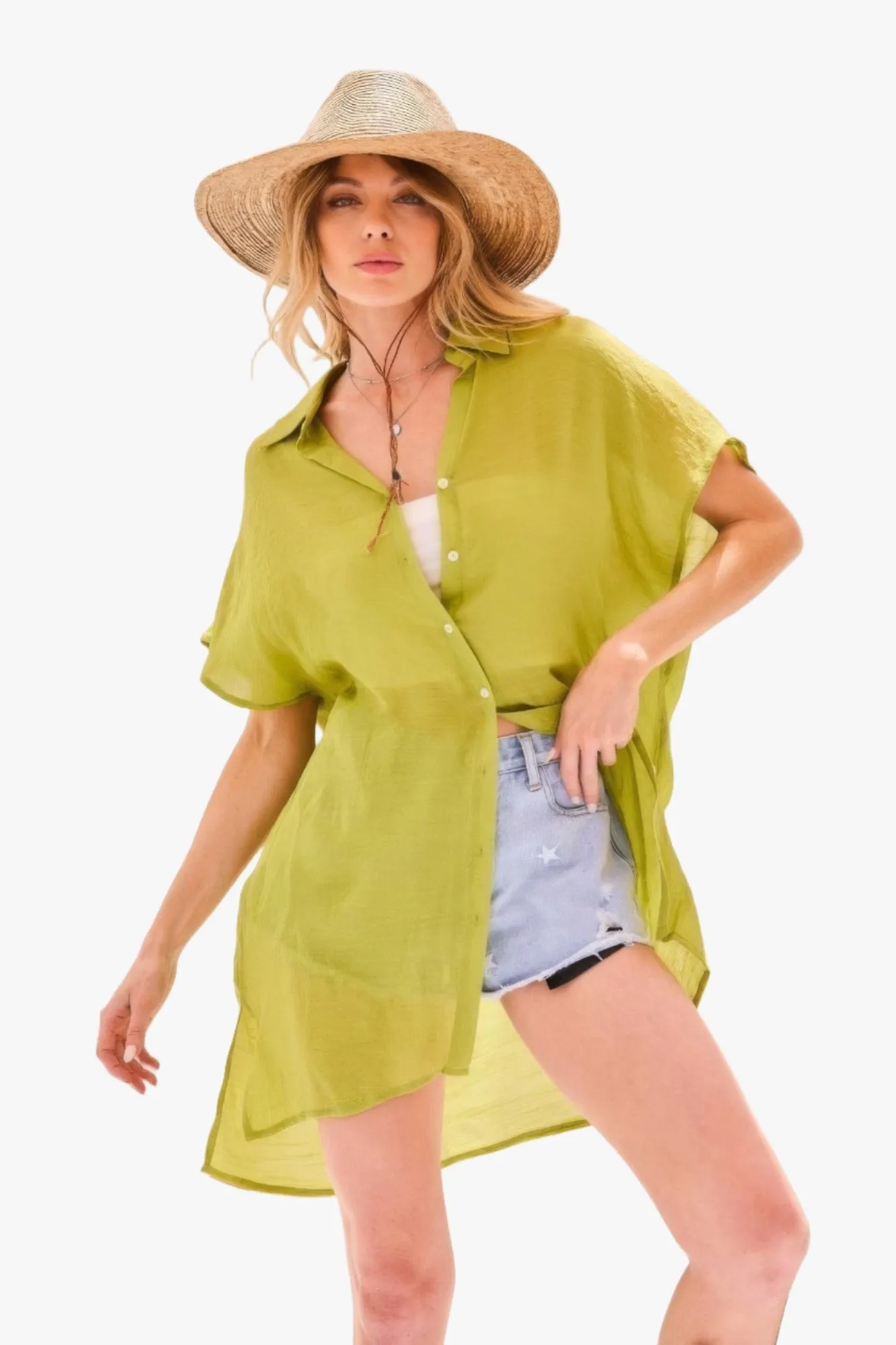Collar Neck Button Down Robe Oversize Jacket